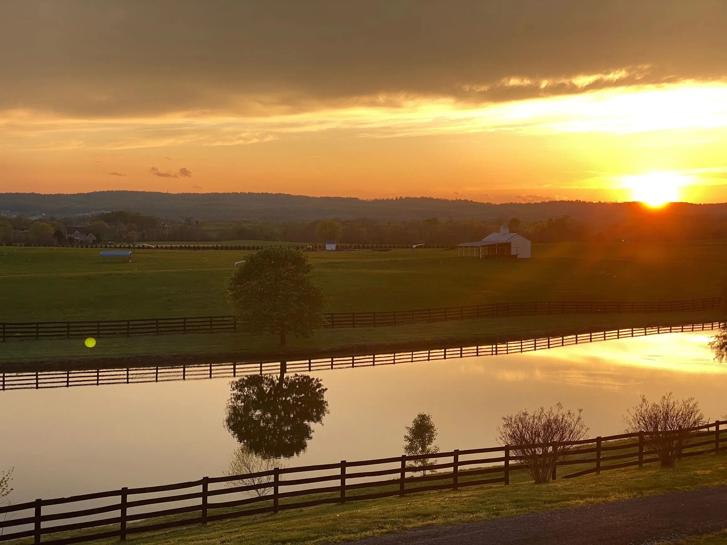 Farm at sunset